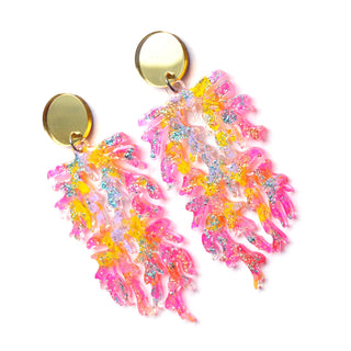 Neon Pink Coral Perspex Laser Cut Acrylic Earrings